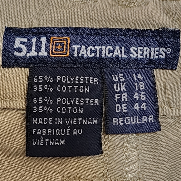 5.11 Tactical Series Utility Pants Women's 14 Regular Khaki Cargo Cotton Blend - Picture 7 of 7